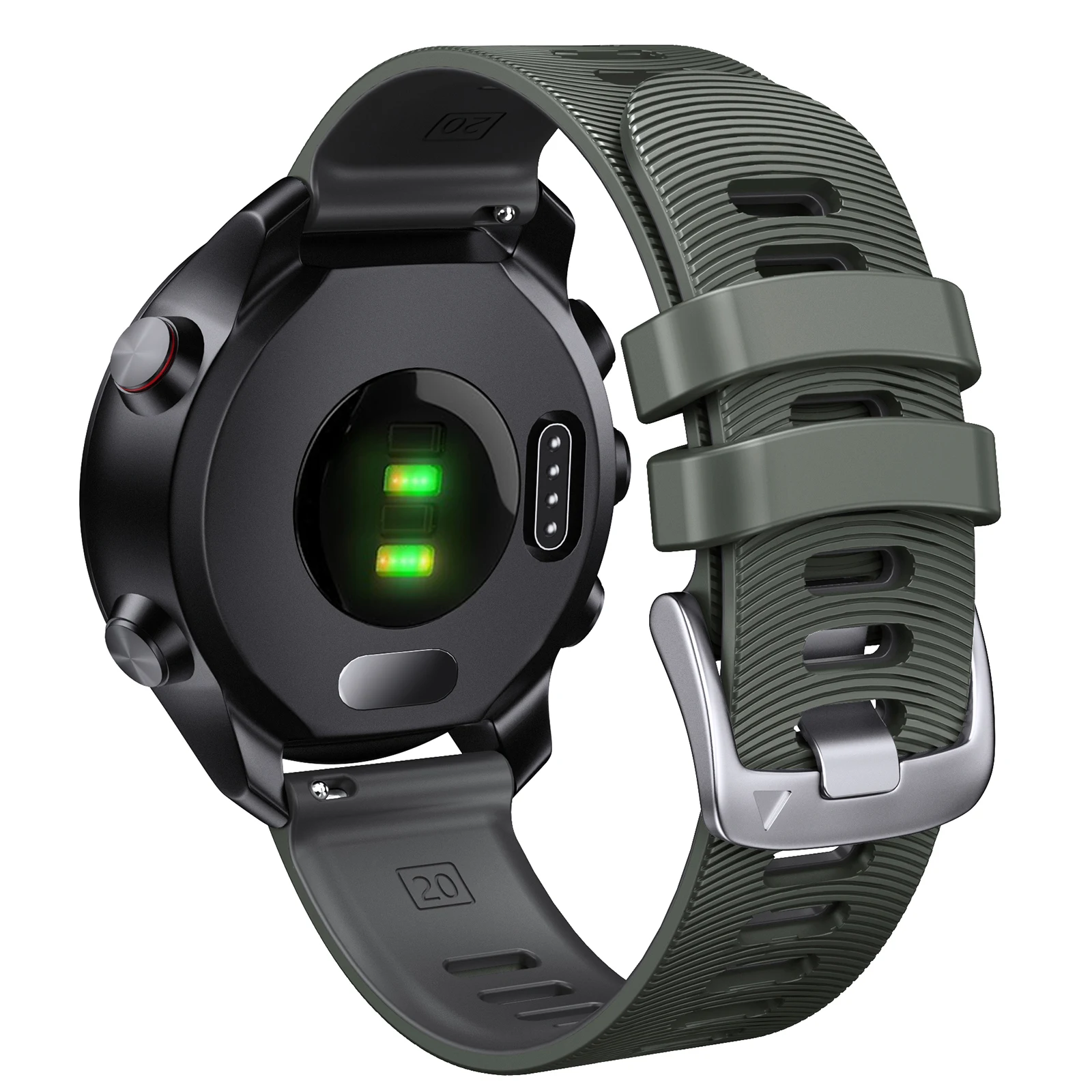 Eraysun Silicone Watch Bands Dual Color Silicone Bands 20mm for Garmin Forerunner 245/645 Soft Sport Rubber Breathable Strap