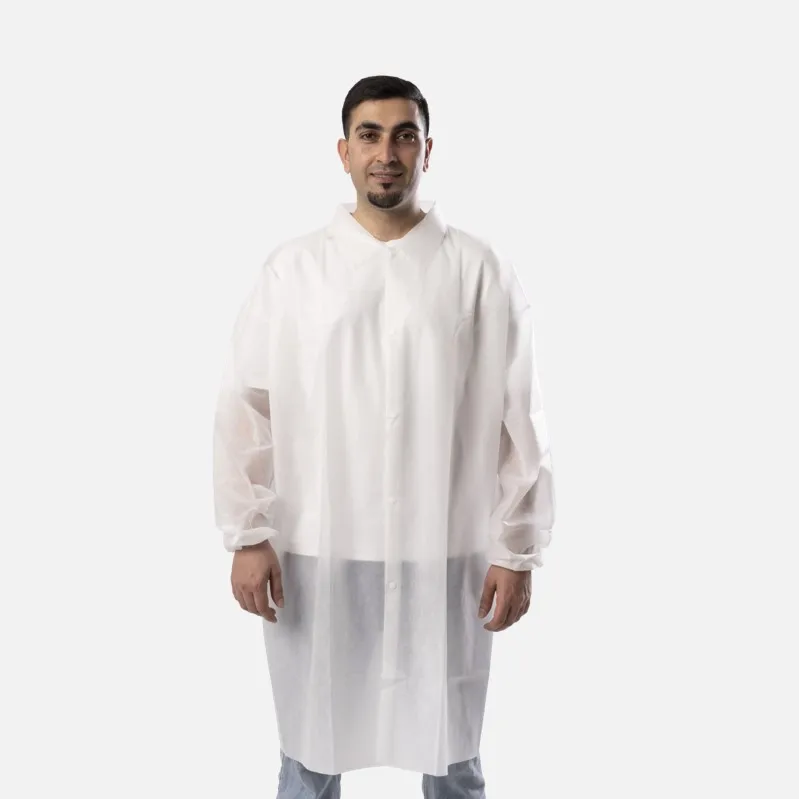 White Long Sleeve Buttons Lab Coat PP Antistatic Cleanroom Waterproof Disposable Labcoats Medical Doctor