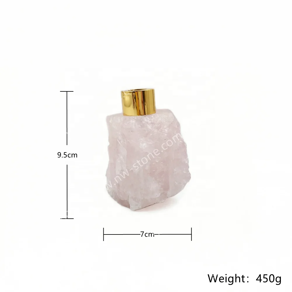 NANWEI Natural Stone Crystal Reed Diffuser Sets Replacement Clear Quartz Vase with Rose for Aromatic Essential Oil Diffusion