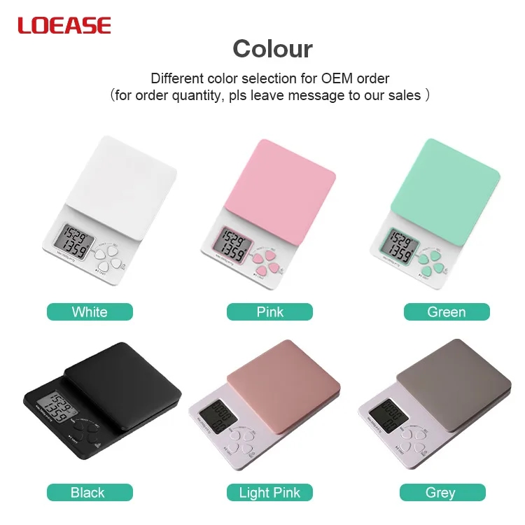 Electronic Slim Design  ABS Plastic Drip Food Timer Count Up And Down Digital Kitchen Timer Coffee Scale