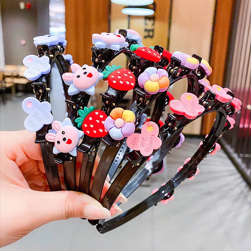 Mgirlshe 2021 Summer Popular Plastic Flowers Fruit Animal Cartoon Kids Hair Clips Headwrap Non-slip Headband for Gilrs Fashion