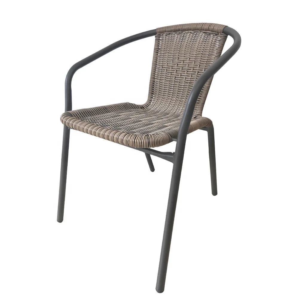 French Chairs Bistro Cheap Wicker Table And for Balcony Outdoor Furniture Power Coating Metal Garden Rattan Chair