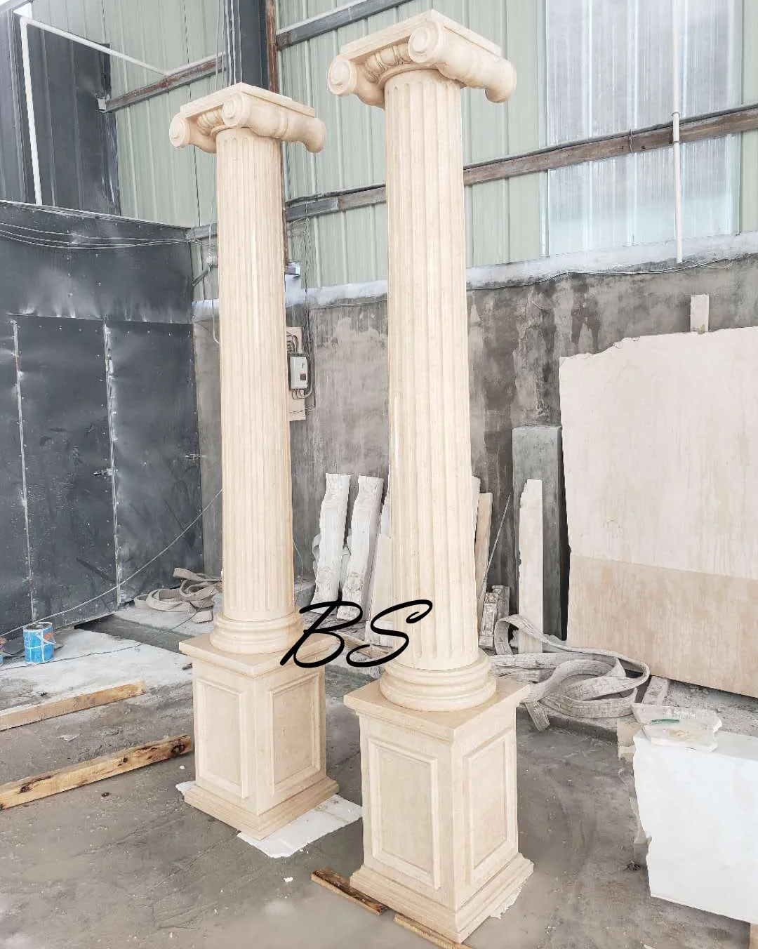 Hand Carved Stone Column Marble Roman Pilar Sculpture