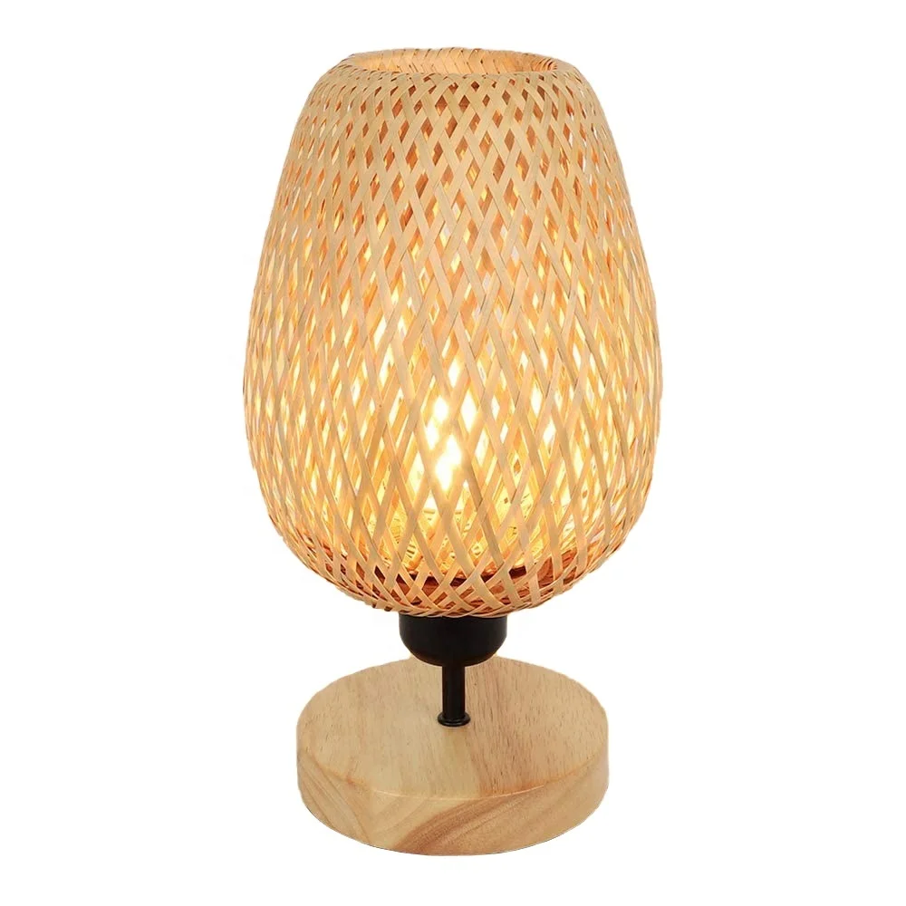 Hand-Woven Rattan Table Lamp Retro Decorative Table Lamp