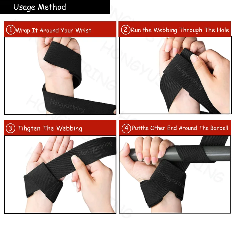 Custom Logo Fitness Wrist Pull Straps Weight Lifting Straps With Cushioned Wrist