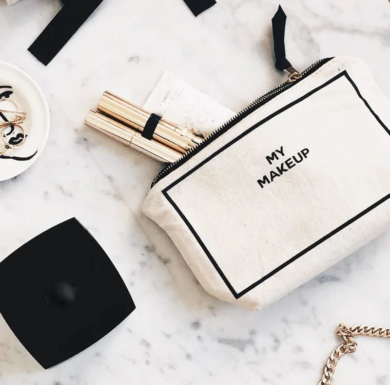 Ginzeal Cosmetic Bag Gifts Custom Logo Printed Zipper Makeup Bag Luxury Cotton Small Canvas Coin Pouch Travel Cosmetic Bag