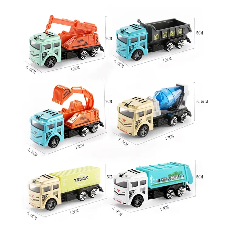 Hot sales 6 pcs alloy sliding engineering truck set metal car construction model diecast car for kids