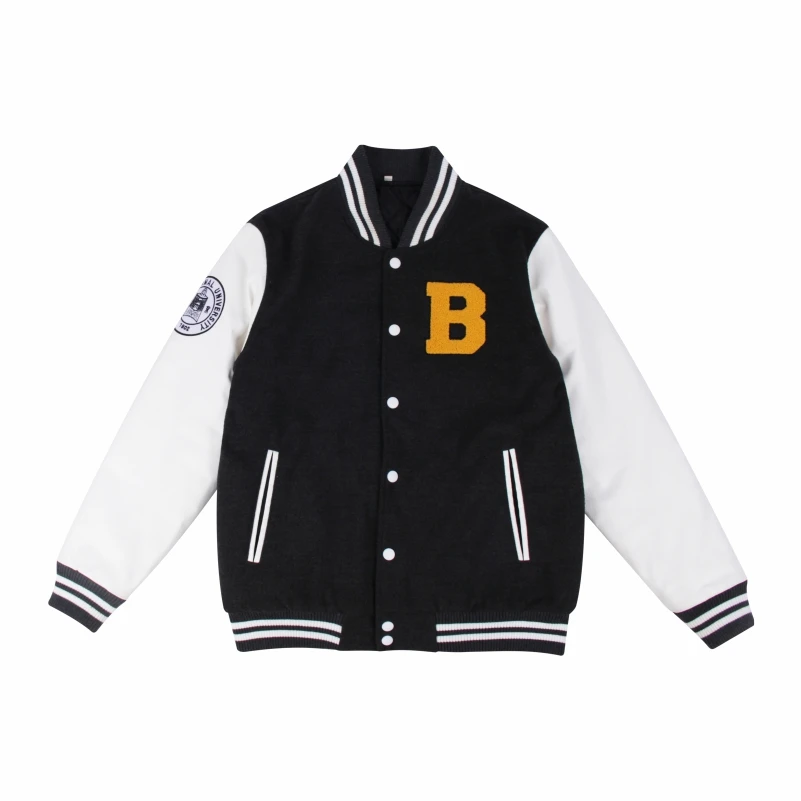 Вышитый Пользовательский логотип OEM кожаный рукав Бейсбол Letterman Varsity куртка зимнее уличное Пальто Спортивные куртки большого размера для мужчин