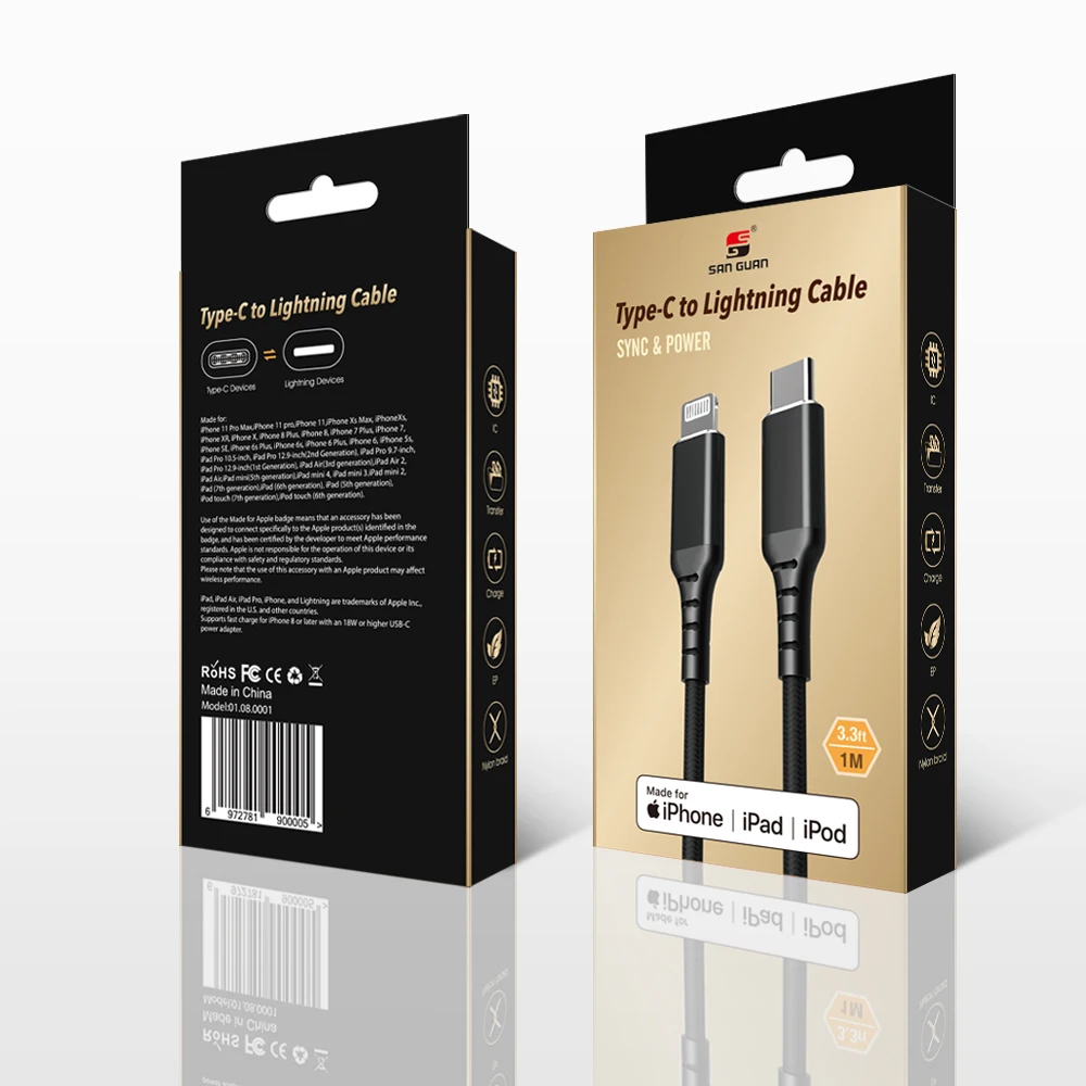 
Pd 18W Original IPhone Charger Cable C94 Chip Mfi Certified Usb Type C To Lightning Cable Fast Charging For Appe Iphone 12 