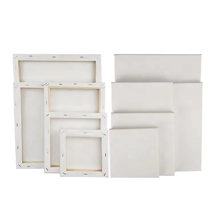 
Professional Art supplies Stretched Cotton Linen Blank White Art Canvas with wood frame 12