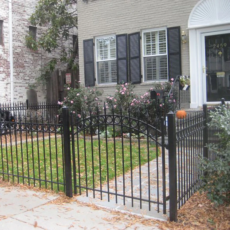 Decorative Black Powder Coated Wrought Iron Garden Metal Fence Steel Picket Fence