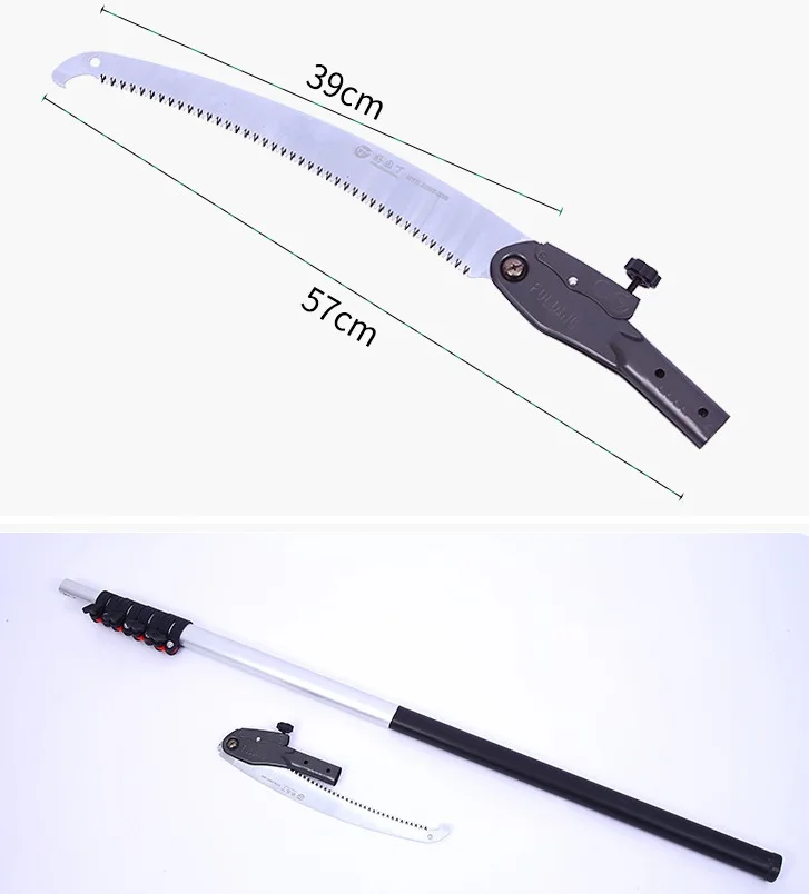 High branch saw with 5m/6m/7m Telescopic aluminum handle folding high-altitude pruning saw durable hook garden hand logging saw
