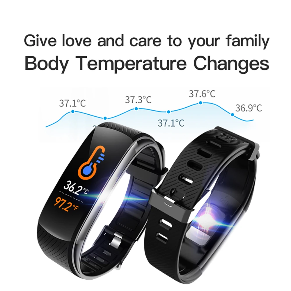 Hot selling Sports Bracelet C6T Reloj Heart Rate Blood Pressure Sleep Monitoring IP67 Waterproof Body Temperature Smart bracelet