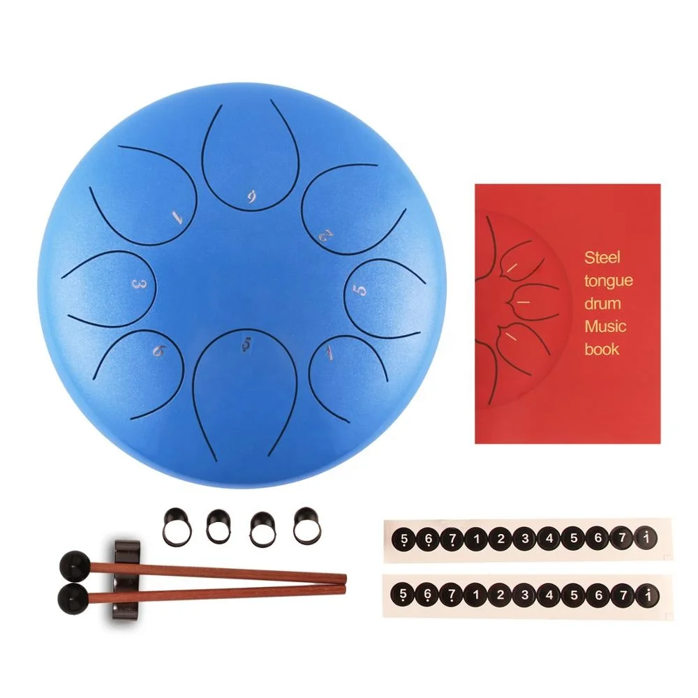 
8 Inch Steel Tongue Drum 8 Notes Black w/Travel Bag and Mallets,Tank Drum Chakra Drum,Percussion Hangpan Drum Instrument Light 