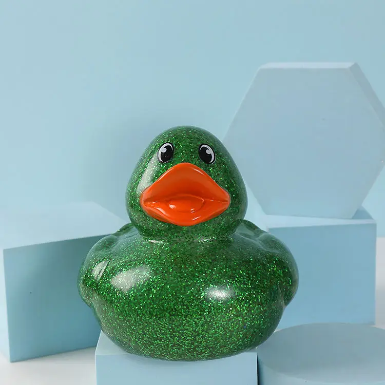 Wholesale Cute Eco-Friendly Design Vinyl Gold Sliver Glitter Rubber Duck 6 Inches Baby Animals Floating Rubber Duck Bath Toys