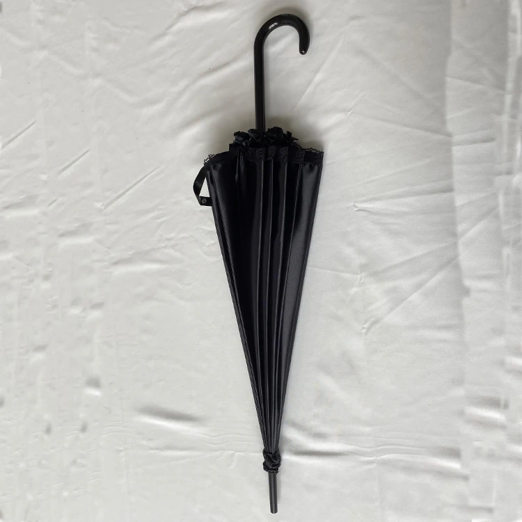 LOTUS Good Quality Factory Directly Black Umbrella Fashion Pagoda Umbrella Long J Handle Umbrella with Custom Design