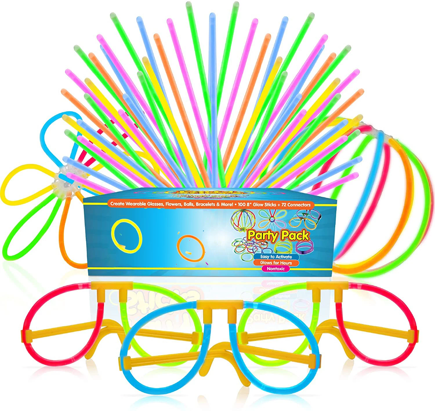 
Glow Sticks Party Supplies Glow Party Favors in the Dark 100 PCS 8 Inch Neon Sticks Packs Bulk Party Decorations 