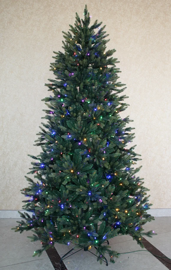 Christmas Decorations Premium PE PVC Material Christmas Tree Fat 7.5Ft 1200led Artificial Christmas Tree With Warm White LED