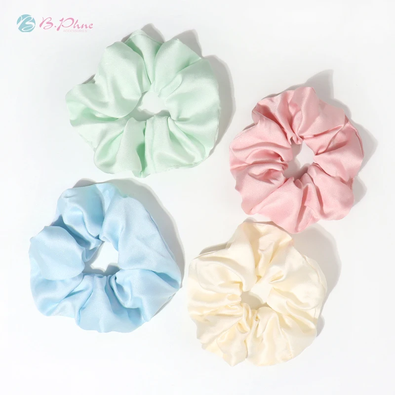 New design stock elastic hair band women large satin scrunchies for hair