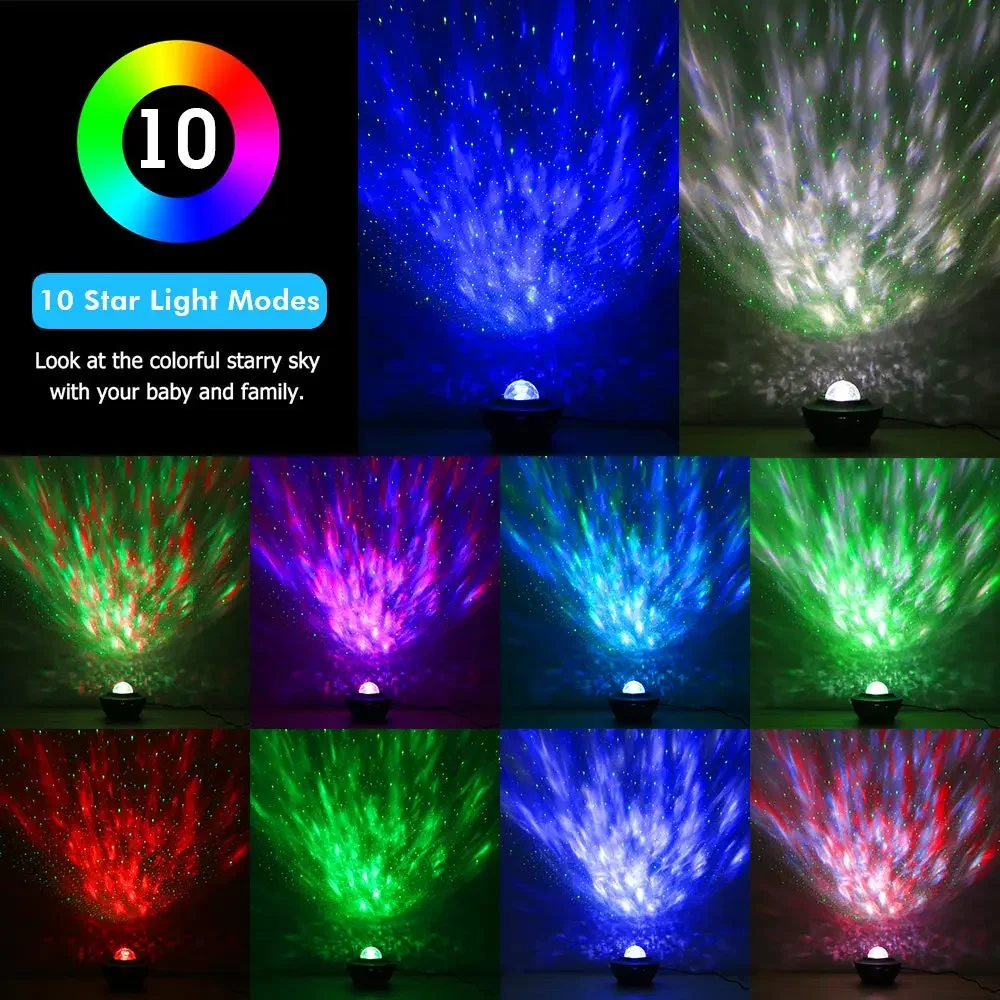 Nebula Star Night Starry Sky Northern Lights Space Projecteur Galaxy Star Dynamic Water Wave Projector Night Light for Room