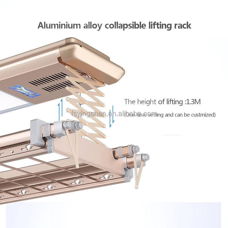 YG-1703B Remote Controlled Clothes Airer Motorized Electric Ceiling Garment 4 Tier Clothes Heated Hanger