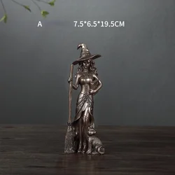 European Wine Cabinet Furnishings Resin Crafts Cold Cast Bronze Witch Wizard Statue