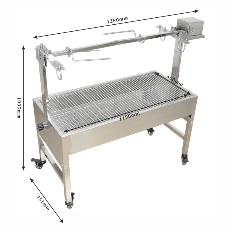 Ur-health Outdoor Stainless Steel Rotary Wood Charcoal BBQ Grill Spit Roaster Rotisserie