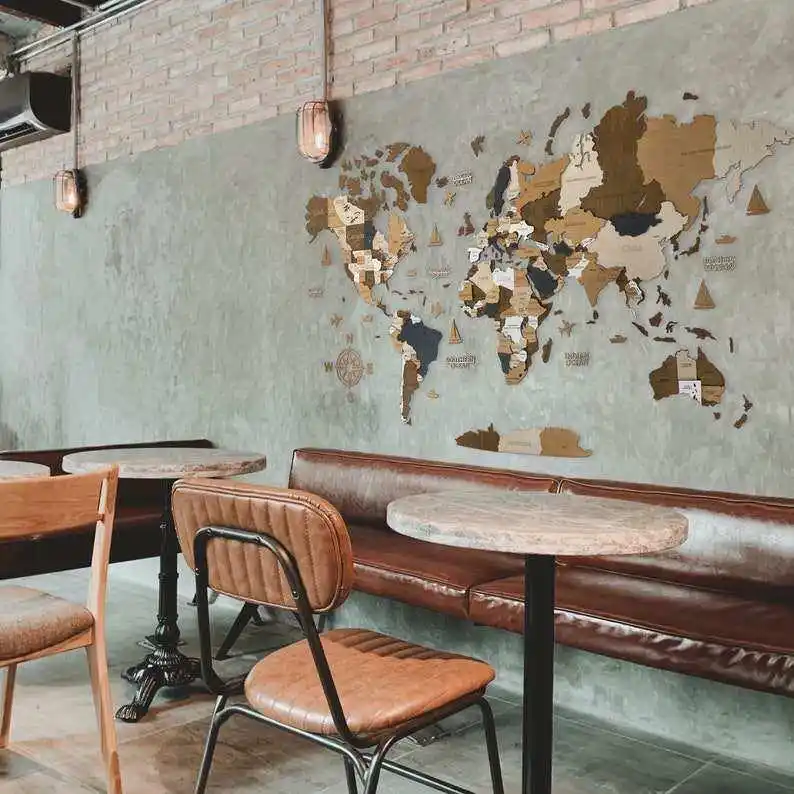 Wooden Maps Suitable for home and office diy wall art decoration Wooden world maps