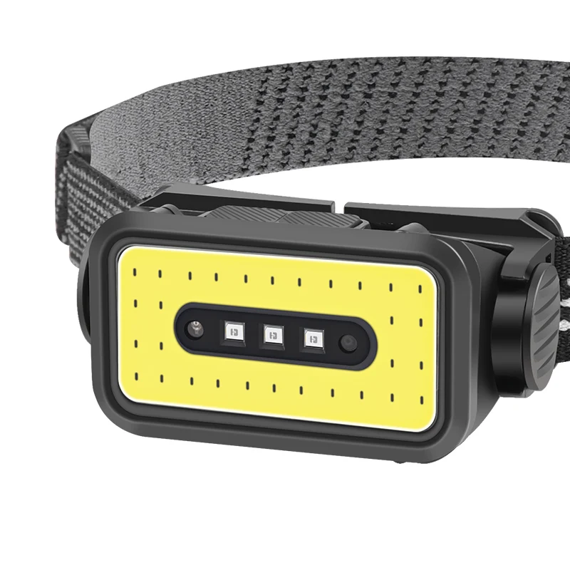 500lm 100m mini ABS 18650 Battery sensor white+red COB LED Headlight  5 Mode TYPE-C  Rechargeable HeadLamp Hiking Camping Lamp