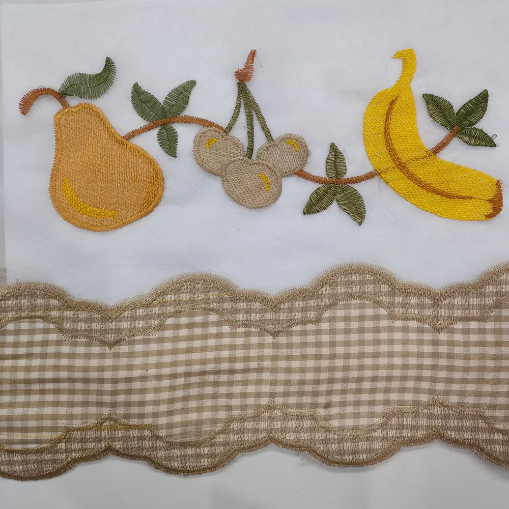 New custom designed pear patterned lace terylene sunrise lattice embroidery fabric