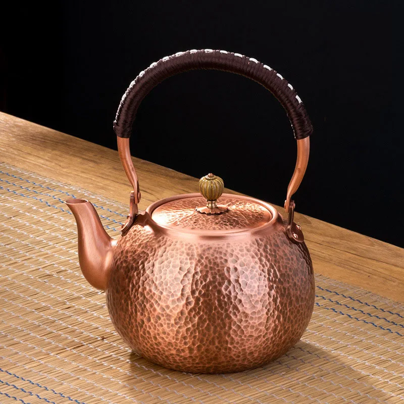 Handmade copper kettle boil tea boiling water kettle electric ceramic stove side with handle health tea set