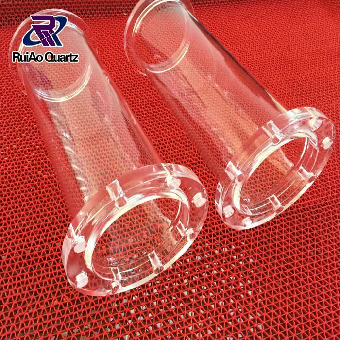 High quality polished quartz glass tube quartz tube with flange