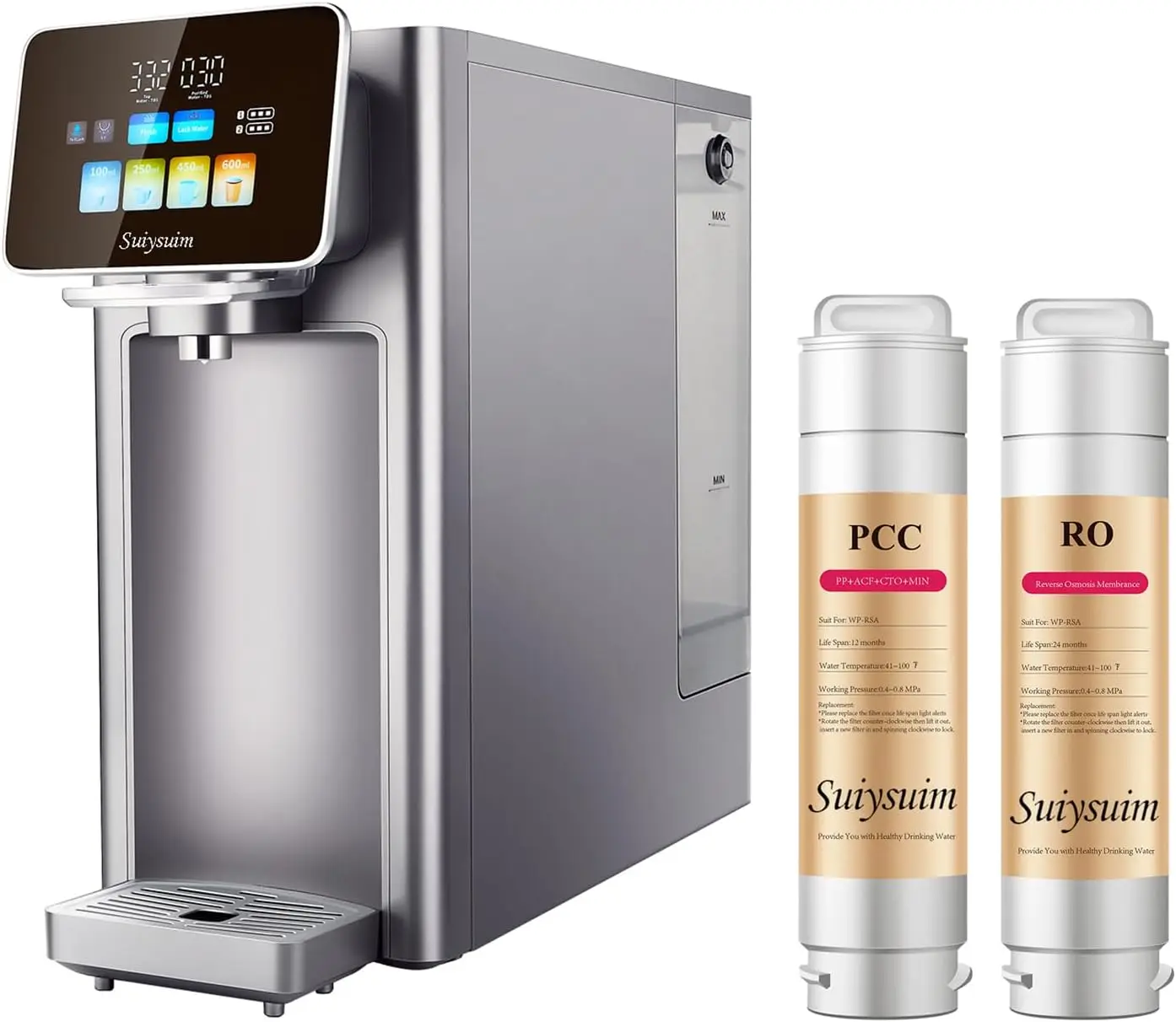 Electric Countertop Reverse Osmosis System PP+ACF+CTO+MIN Filters Hot Cold Water Dispensers Remineralization Stand Installation
