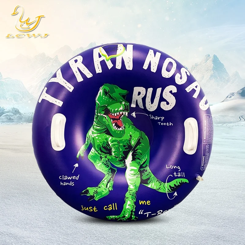 LC Children Outdoor Winter Fun Dinosaur T-rex Sled Foldable Snow Adult Portable Snow Sled Pvc Snow Tube