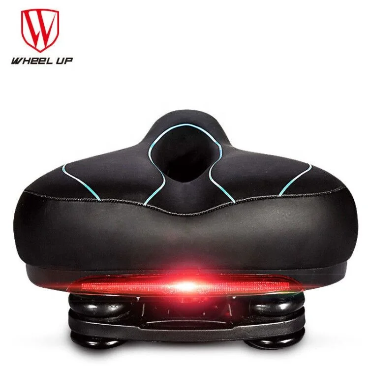 
WHEEL UP Replacement Bicycle Saddle Memory Foam Padded Soft Bike Cushion With Rear Taillight Shock Absorbing Rubber Balls 