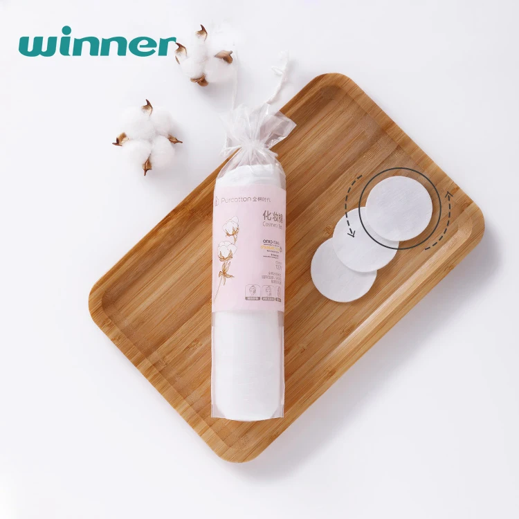 Purcotton OEM Non Woven Wholesale Facial Cotton Cleansing  Pads Round Makeup Cotton Pads