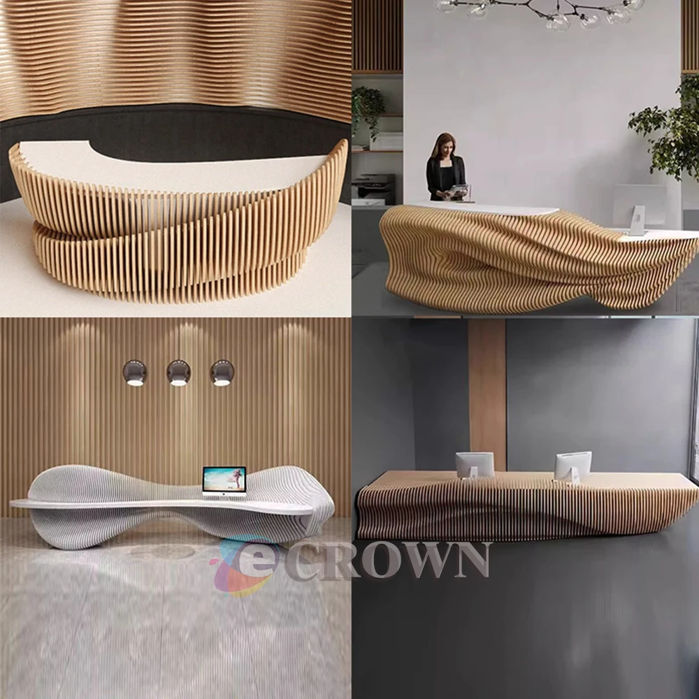 Hot Sales kiosk modern Fluffy cashier table checkout Slip reception office store design For