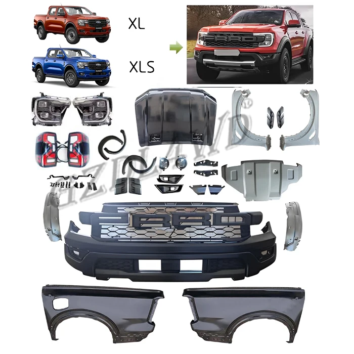 GZDL4WD new style Conversion front bumper kit 1:1 Body Kit For Ranger t9 XL XLT XLS Sport Upgrade To T9 ranger Raptor 2023+