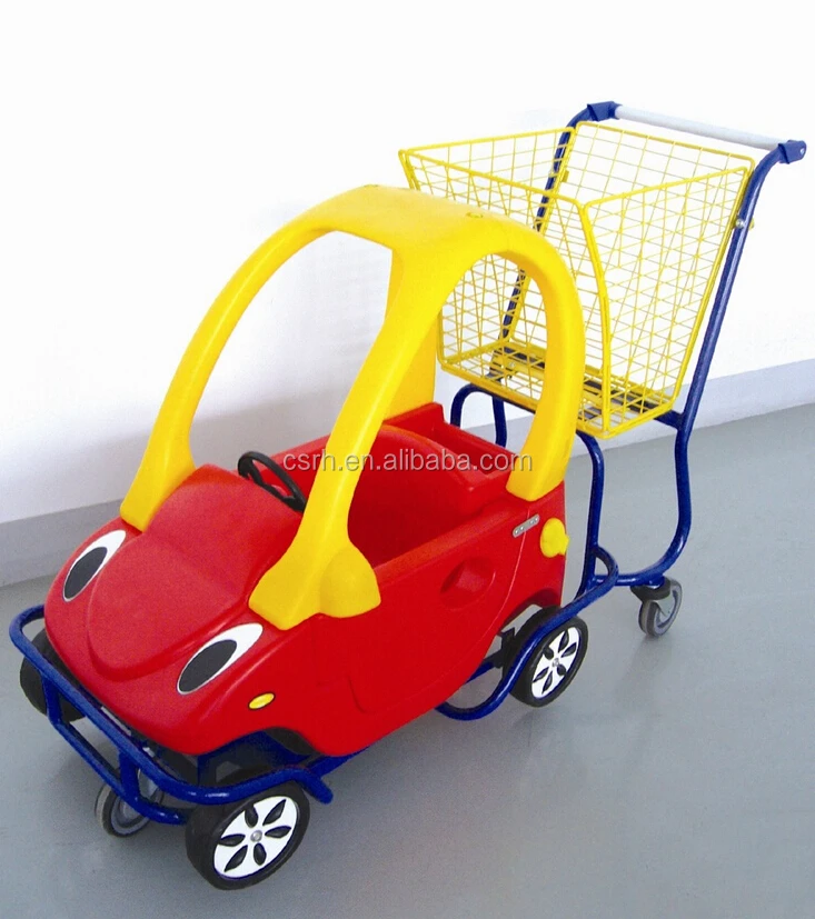 RH-SK03 1400x580x960mm  shopping mall Plastic Cute kids shopping cart with toy car