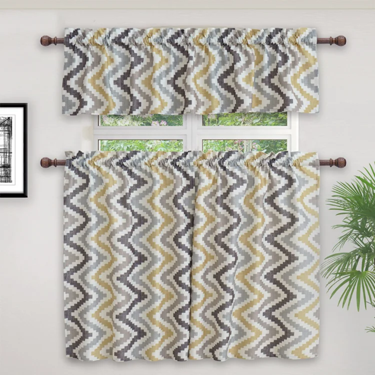 poly linen printed kitchen curtains ideas kitchen curtains set wave design kitchen curtains window set