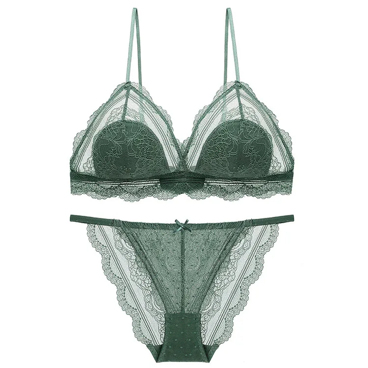 Women High Quality Seamless Bra Brief Sets Padded Bra Lace Transparent Stylish Bra Panty