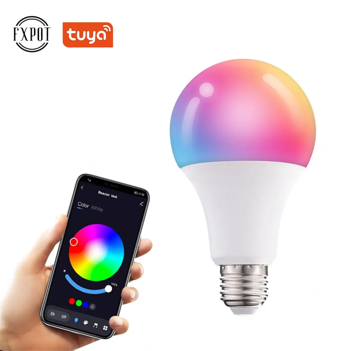 Fxpot умный светодиодный светильник Bluetooth Tuya Control RGB затемняемый Alexa Wi-Fi лампочка B22 E27 E26 10 Вт светодиодная умная лампа Lamp