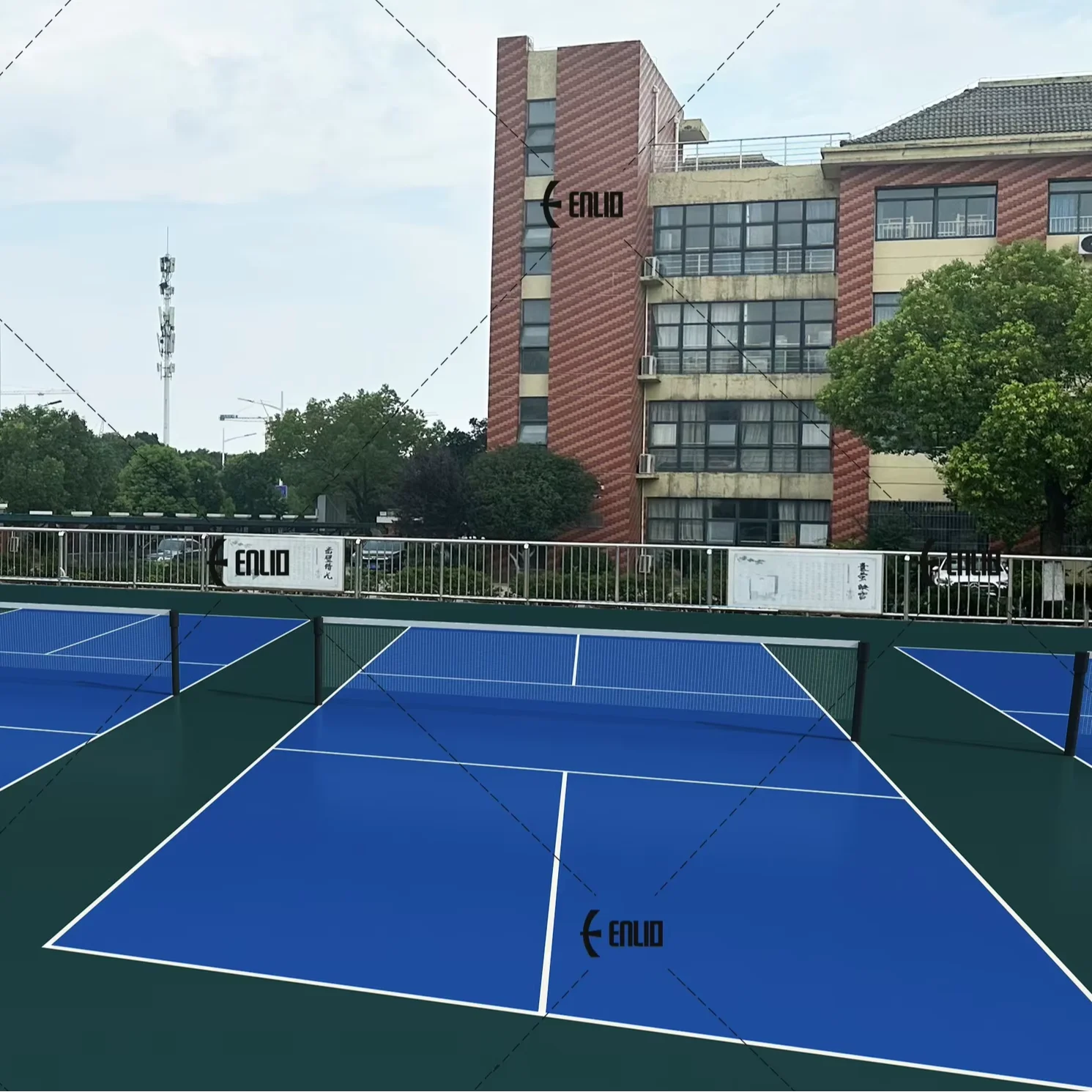 Enlio Portable Backyard Pickleball Court With Suspending Sport Court Floor Plastic Flooring For Pickleball
