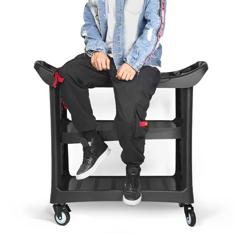
3 layers plastic utility cart with high&low bucket and basin 