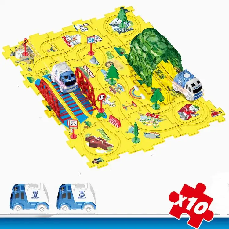 Popular electric jigsaw track police cars with lights