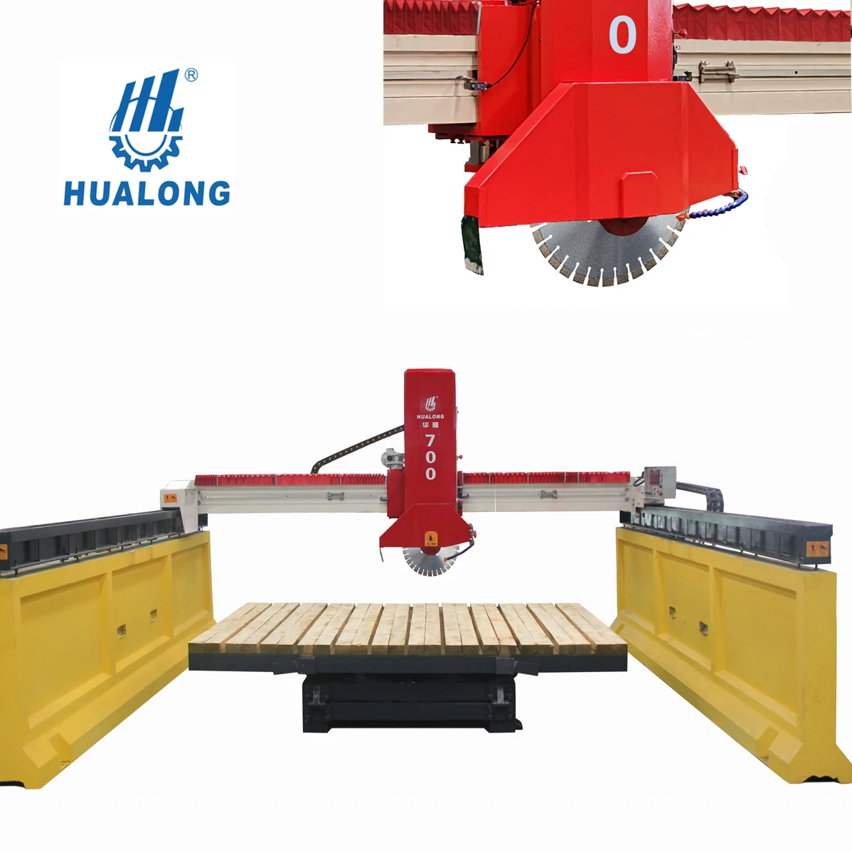 HUALONG China Stone Machinery Manufacturer Infrared Bridge Laser Stone Cutting Machine Marble Granite Edge Cutter Saw HLSQ-700
