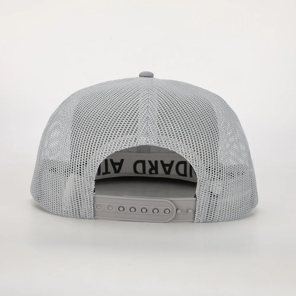 BSCI Wholesale Custom Oem Design Trendy 6 Panel Sport Flat Brim Truck Hat,Embroidery Logo Gray Cotton Gorras,Mens Snapback Cap