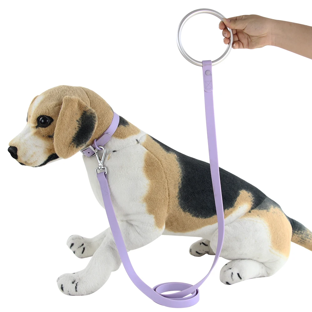 Wholesale Soft New Designer Luxury Anti-bite Aluminum Ring Waterproof PVC Custom Dog Collar and Leash Set