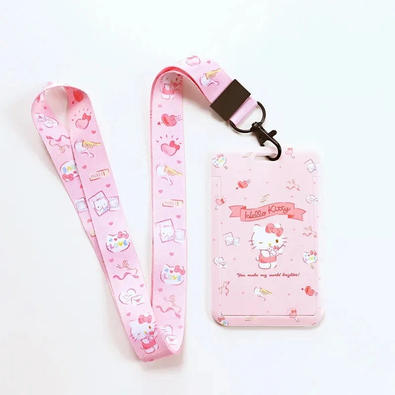 Cute Cartoon Melody pudding dog transparent card set anti-loss card easy pull Hanging Sanrios Keychain Card Holder