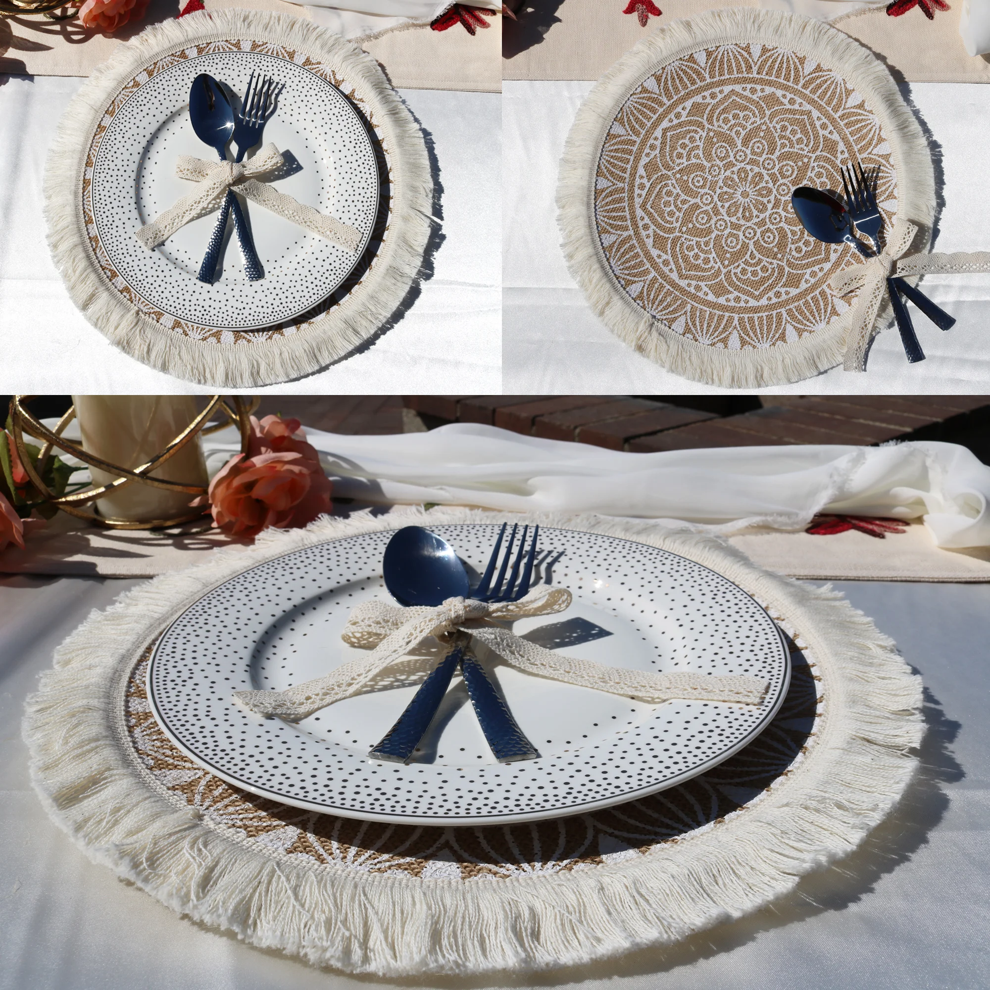 Wholesale Nordic Placemats straw woven Macrame Placemats Elegant custom Place Mats Handmade placemat with tassels